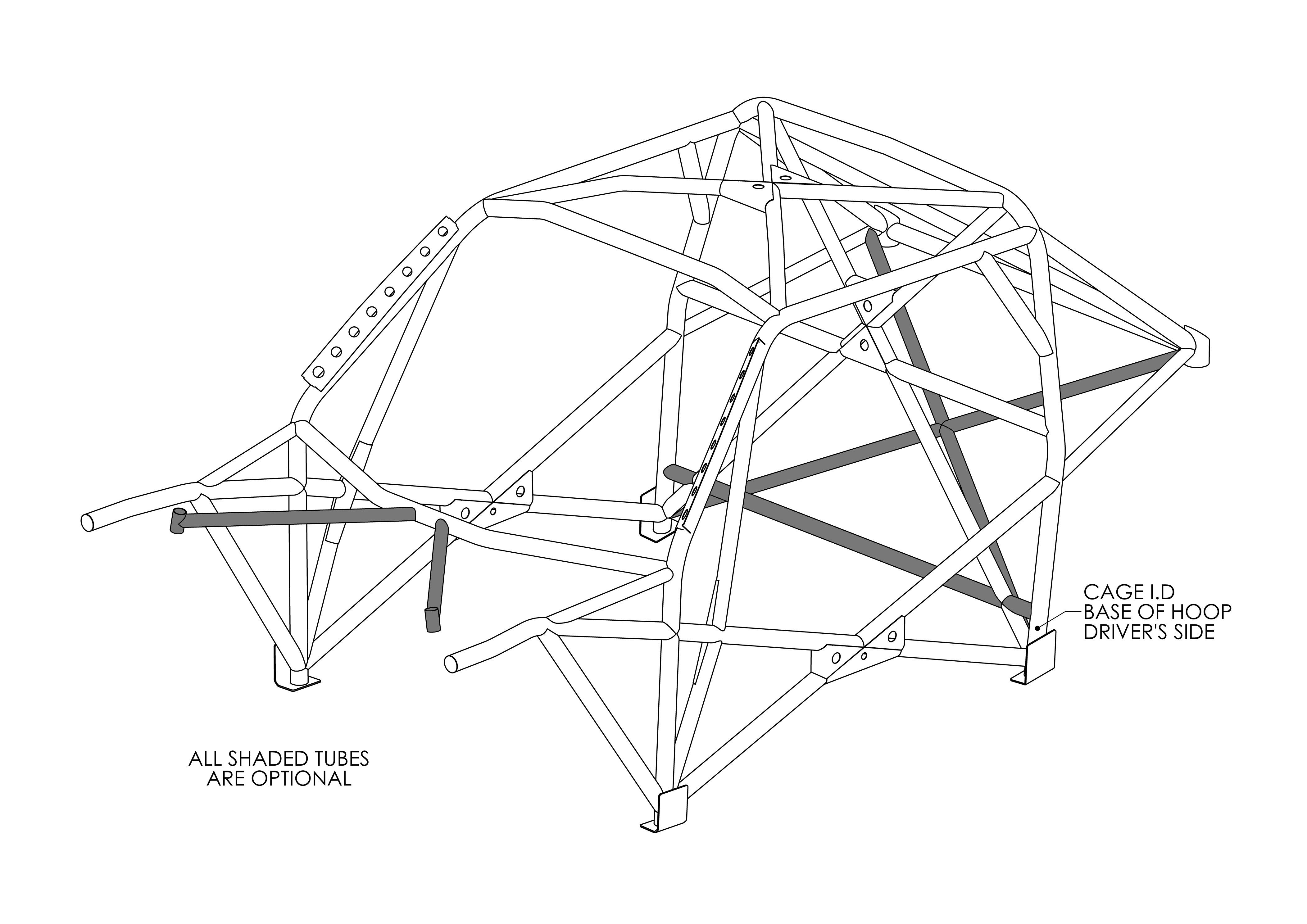 FORD Escort Mk2 2020 Spec Multipoint T45 roll cage kit. FIA/MSUK Certificated 